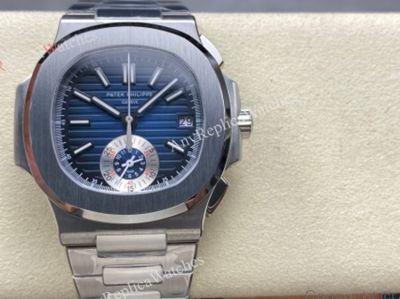 Patek Philippe Nautilus CH28-520 Automatic Movement White Steel Strap Blue 40.5mm Watch